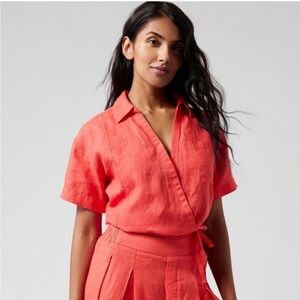 Athleta Playa Wrap Crop Top in Passionfruit Coral